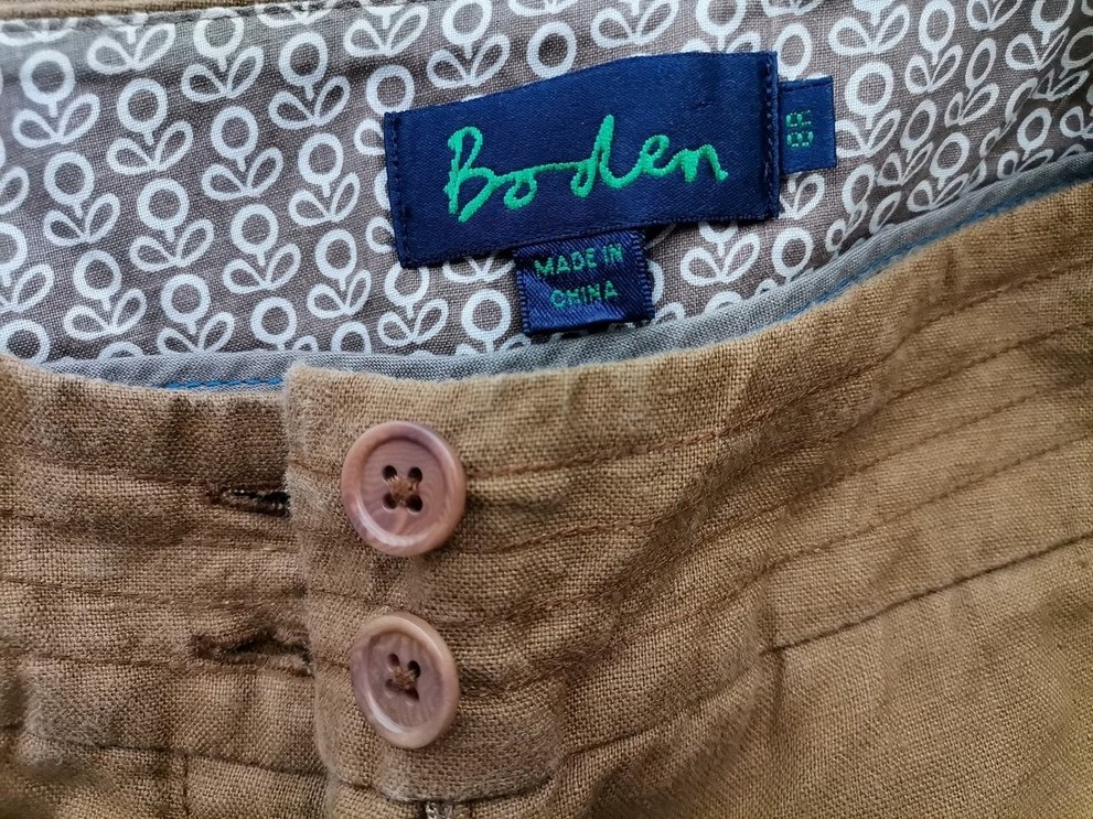 Boden Rozmiar 8 (36) Kolor Brązowy Spodnie Casual Materiał Len 100%