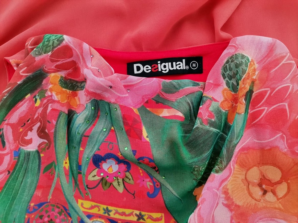 DESIGUAL Rozmiar M Kolor Kolorowa W łódkę Sukienka Mini Bezrękawnik Krótka