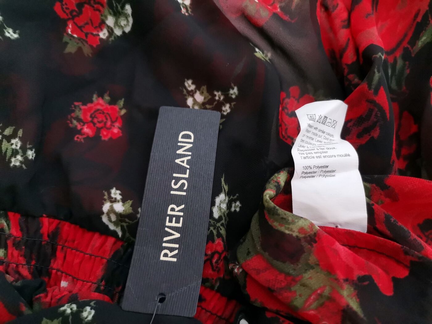 River island Rozmiar 12 (40) Kolor Czarny Odkryte Ramiona Sukienka Blouson Bezrękawnik Do Kolan