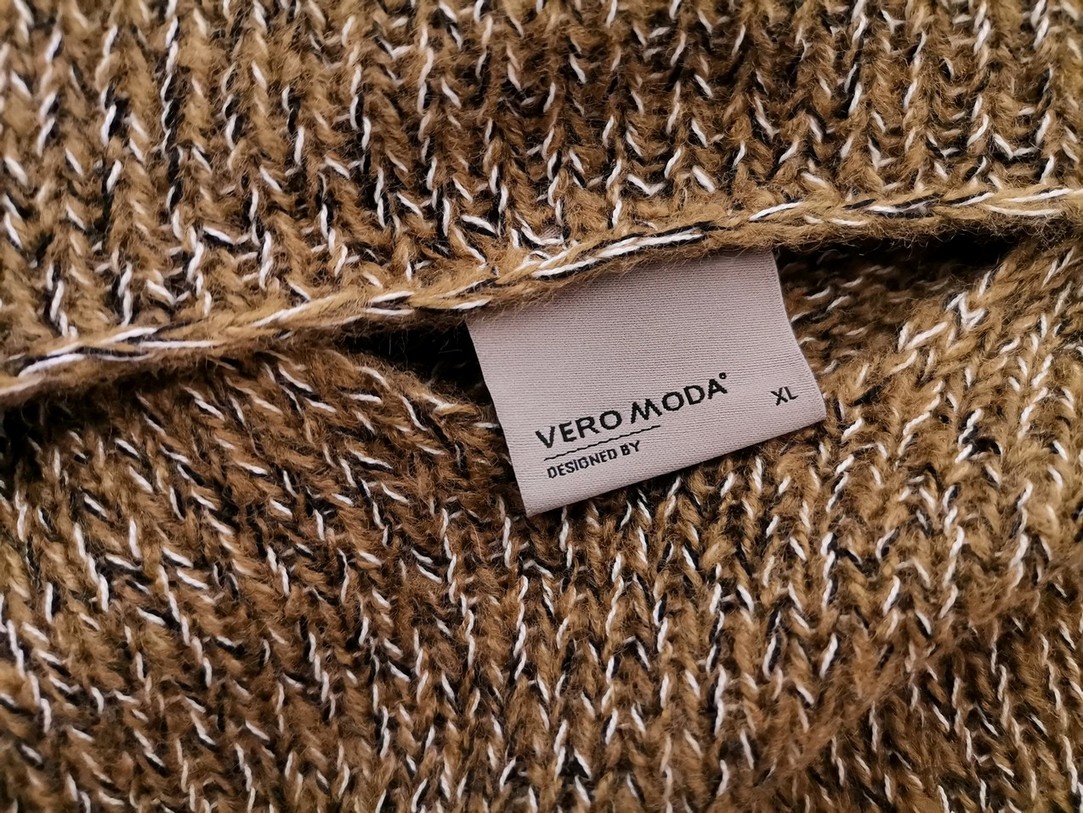 Vero moda Rozmiar XL Kolor Beżowy W serek Sweter Długi rękaw Materiał Akryl Cienka dzianina