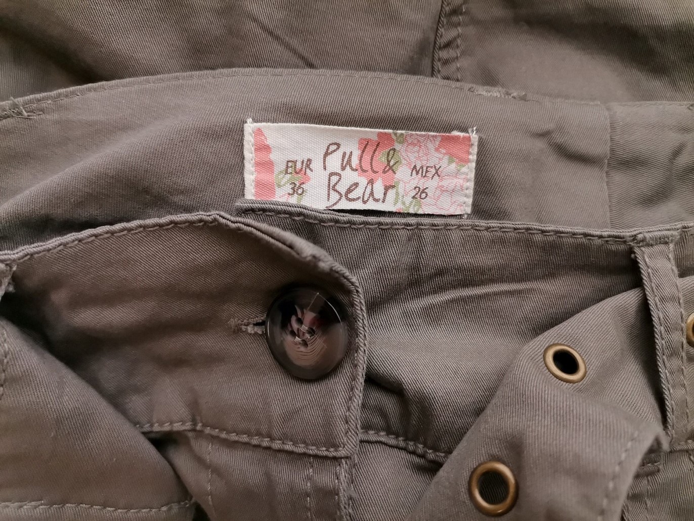 Pull and Bear Rozmiar 36 Kolor Khaki Spódnica Mini Krótka Materiał Bawełna