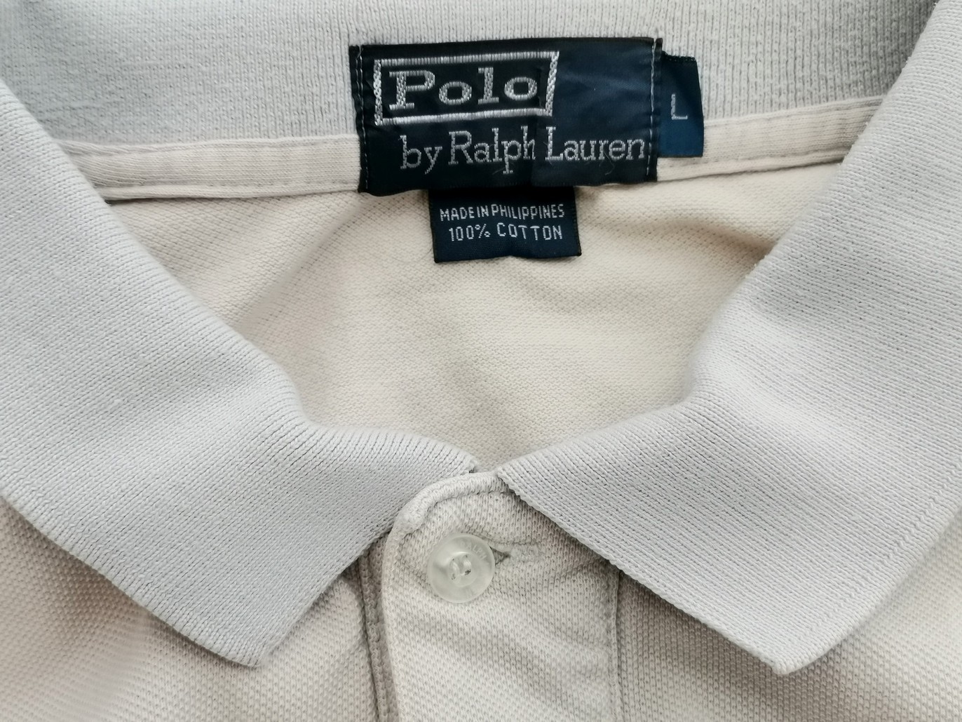 Polo Ralph Lauren Rozmiar L Kolor Kremowy Kołnierz Męska Koszula Polo Krótki rękaw Materiał Bawełna 100%