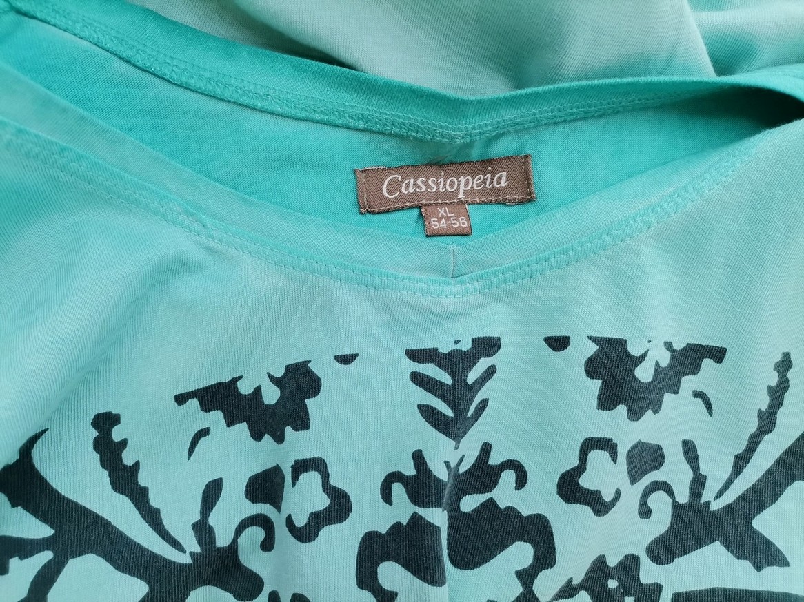 CASSIOPEIA Rozmiar XL (54/56) Kolor Turkusowy Damask Paisley Okrągły dekolt Tunika Bluzka Krótki rękaw Materiał Bawełna 100%