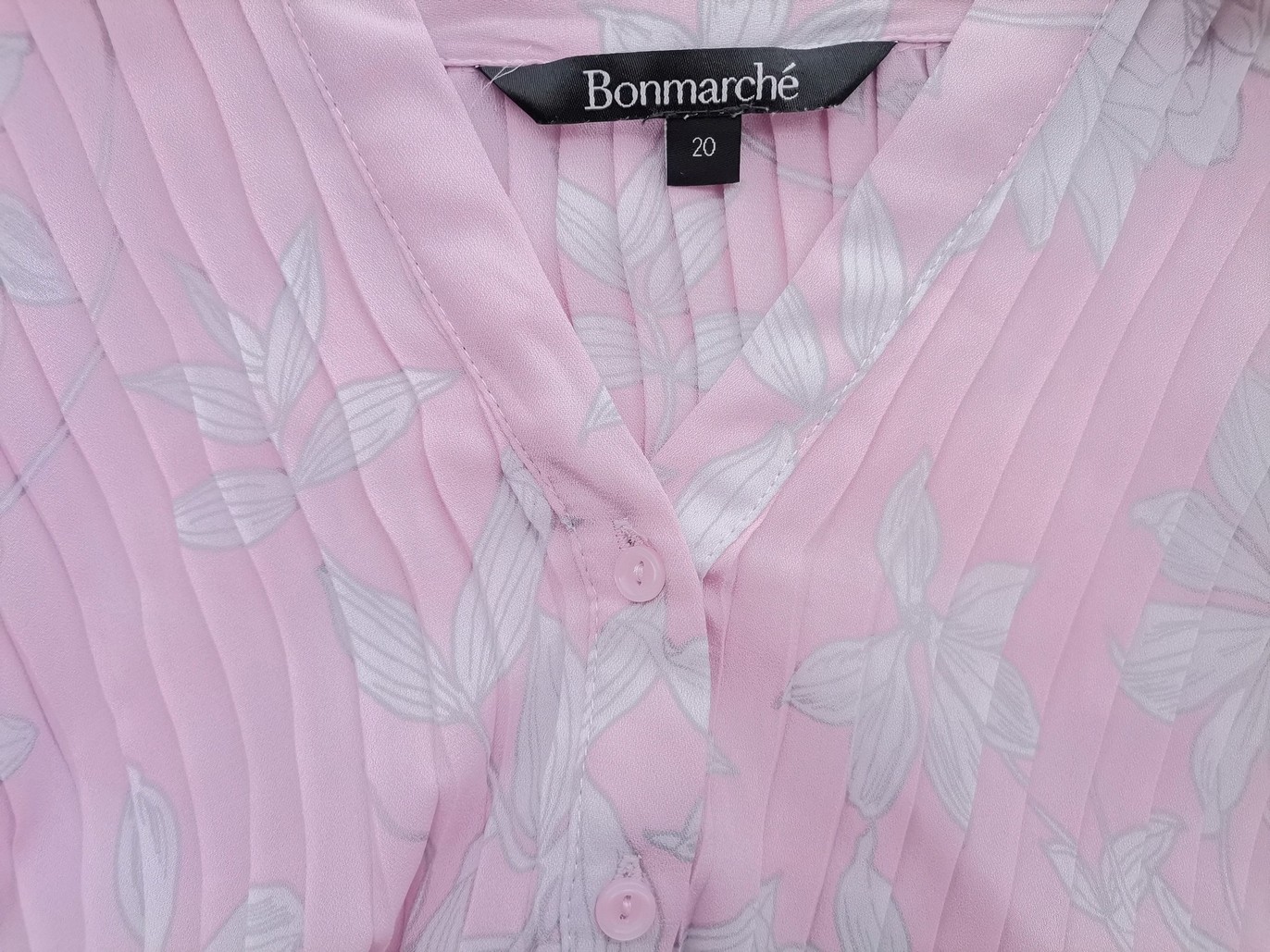 BONMARCHE Rozmiar 20 (48) Kolor Różowy Kołnierz Koszula Zapinana Bluzka Długi rękaw