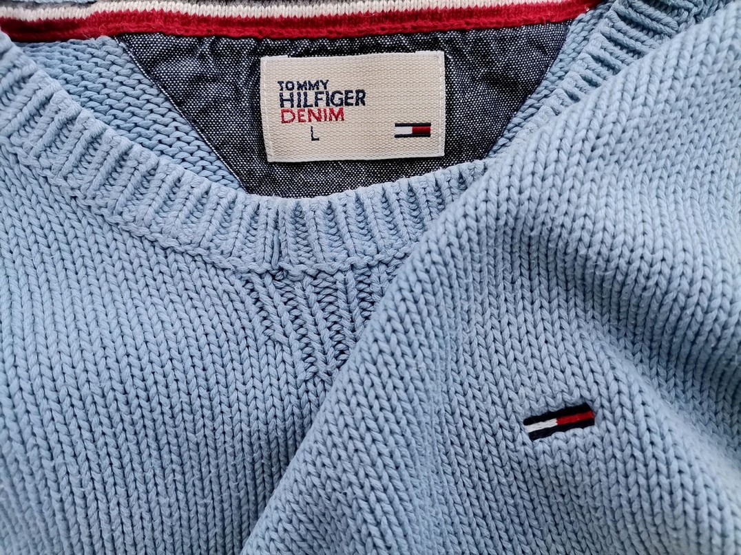 TOMMY HILFIGER DENIM Rozmiar L Kolor Niebieski Męski Sweter Długi rękaw Materiał Bawełna 100%