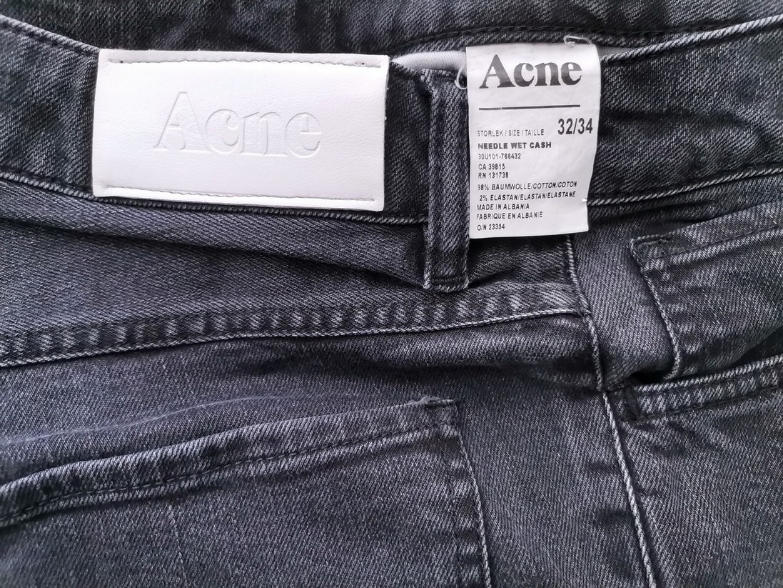 ACNE Rozmiar W32 L34 Kolor Szary Spodnie Jeansy Materiał Bawełna