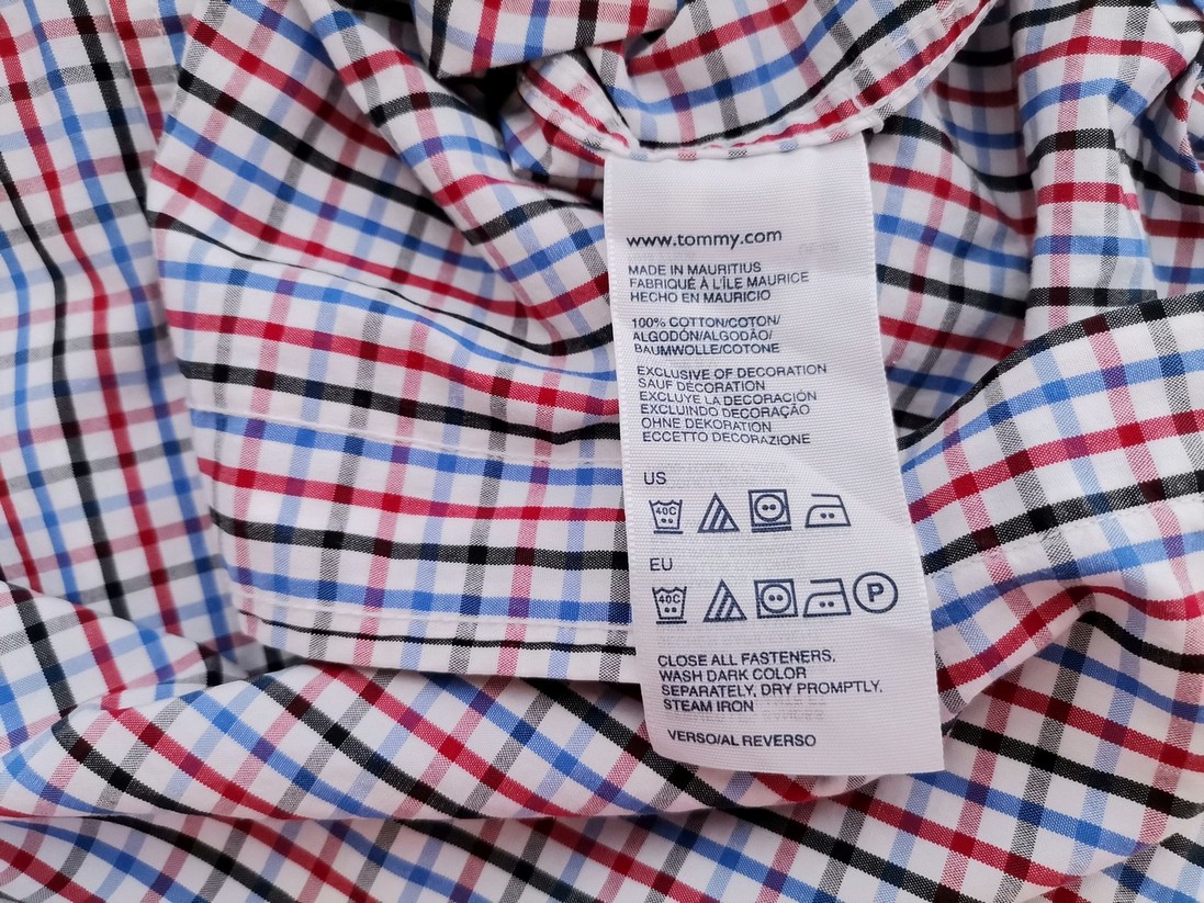 Tommy hilfiger Rozmiar L Kolor Niebieski Krata Kołnierz Męska Koszula Casual Długi rękaw Materiał Bawełna 100%