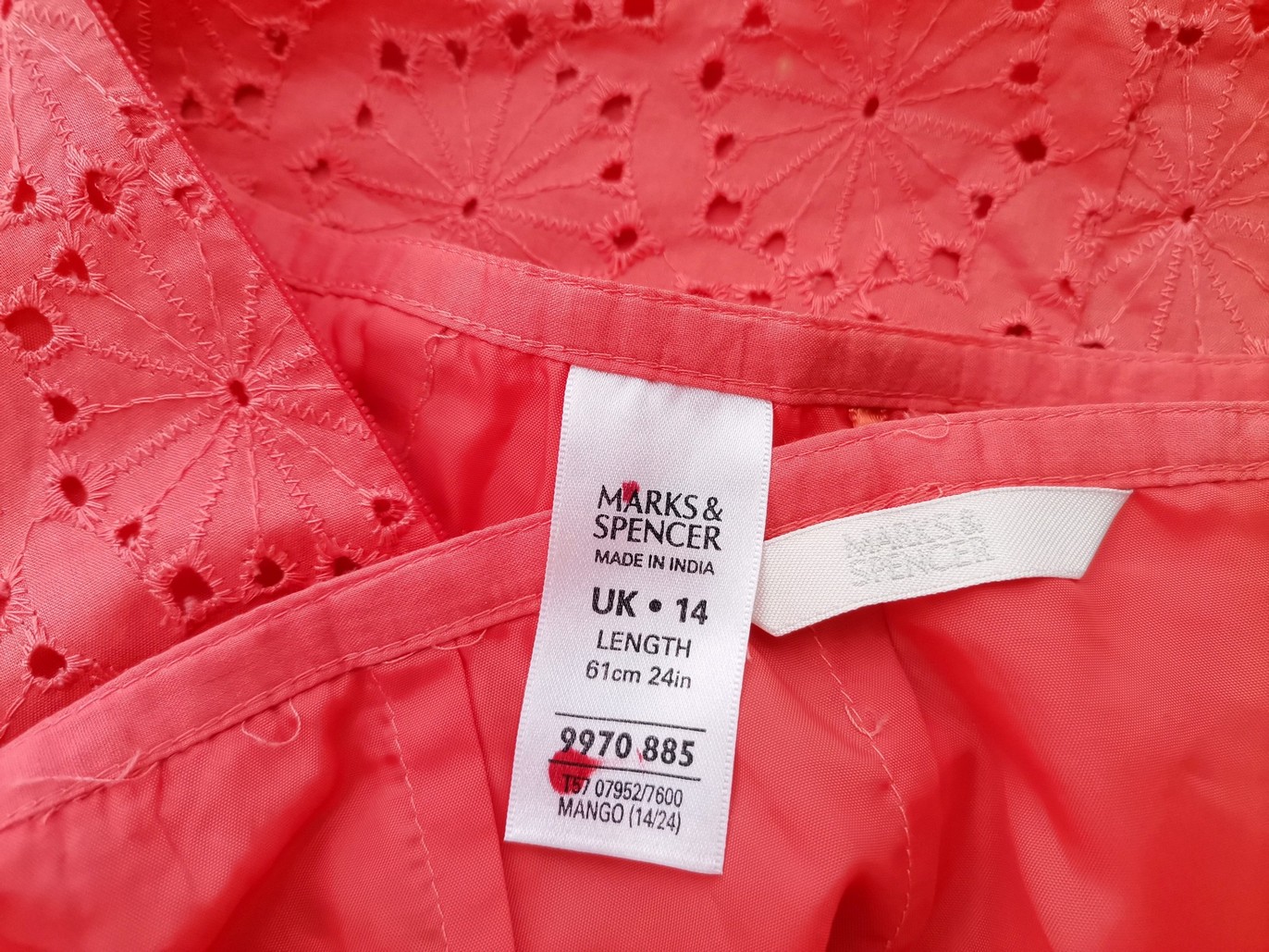 Marks&spencer Rozmiar 14 (42) Kolor Pomarańczowy Spódnica Prosta i Ołówkowa Midi Materiał Bawełna 100%