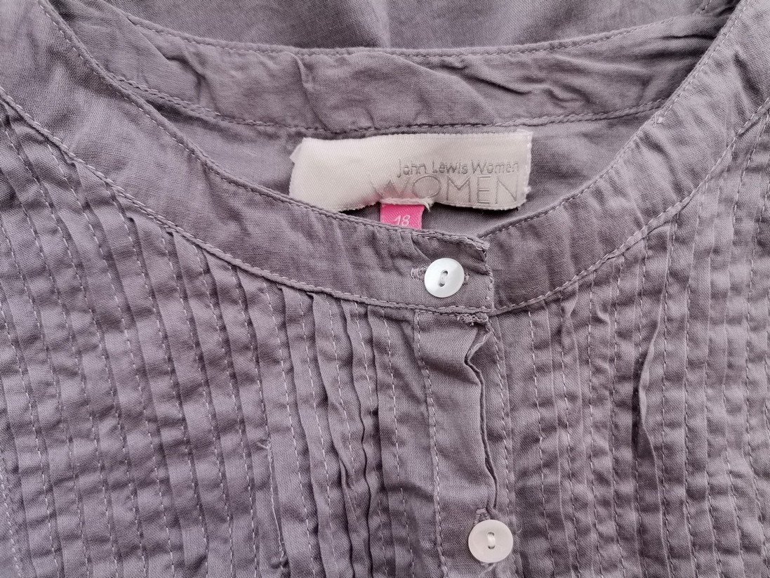 John Lewis Rozmiar 18 (46) Kolor Szary Crew Neck Tunika Popover Bluzka Długi rękaw Materiał Bawełna 100%