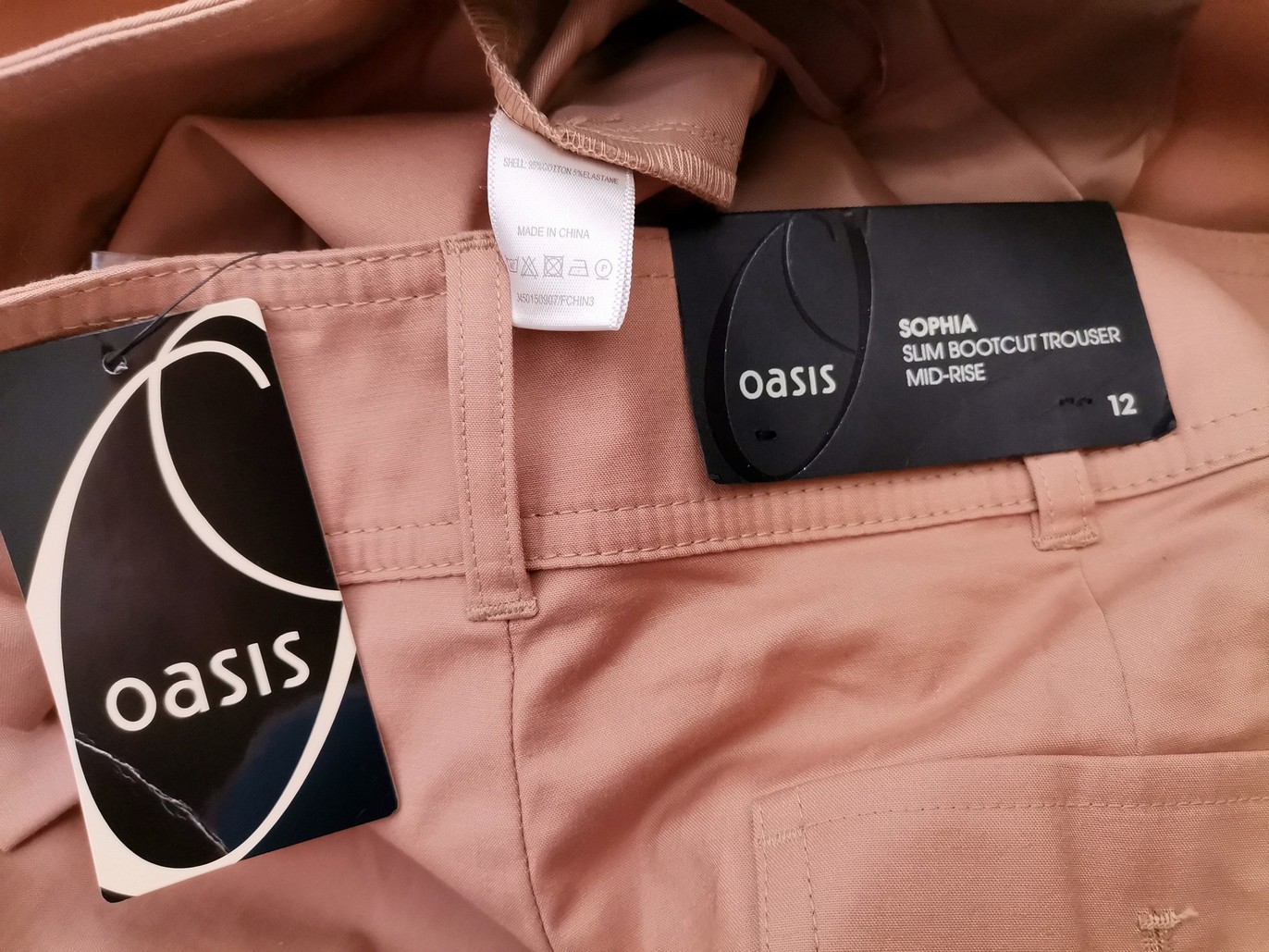 Oasis Rozmiar 12 (38) Kolor Beżowy Spodnie Eleganckie Materiał Bawełna