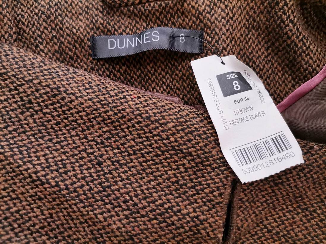 Dunnes Rozmiar 8 (36) Kolor Brązowy Kołnierz Żakiet z zapięciem Długi rękaw