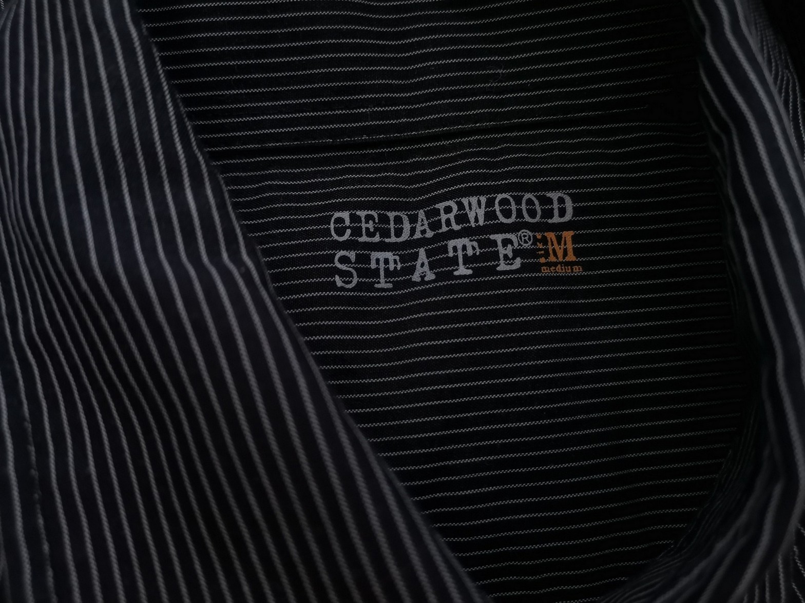 Cedarwood state Rozmiar M Kolor Czarny Pasy Kołnierz Męska Koszula Casual Długi rękaw