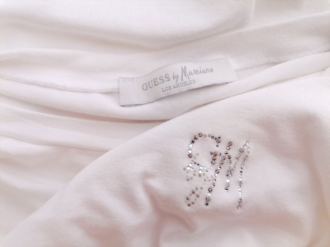 Guess by Marciano Rozmiar 3 (40) Kolor Biały Okrągły dekolt T-Shirt Krótki rękaw Materiał Modal