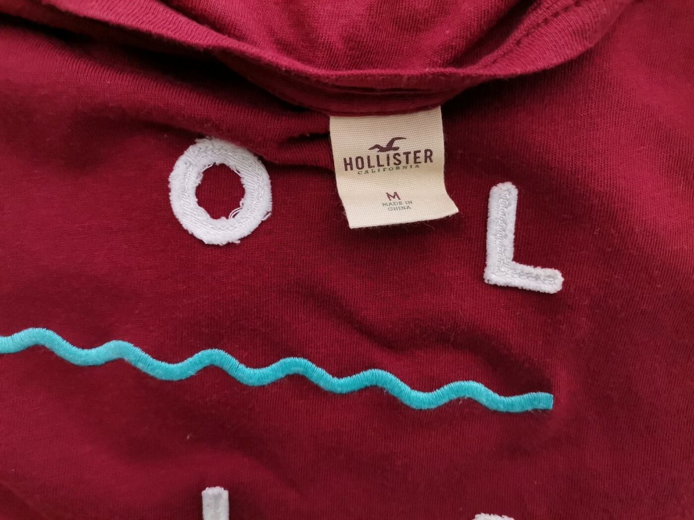 Hollister Rozmiar M Kolor Bordowy Męski T-Shirt Krótki rękaw Materiał Bawełna