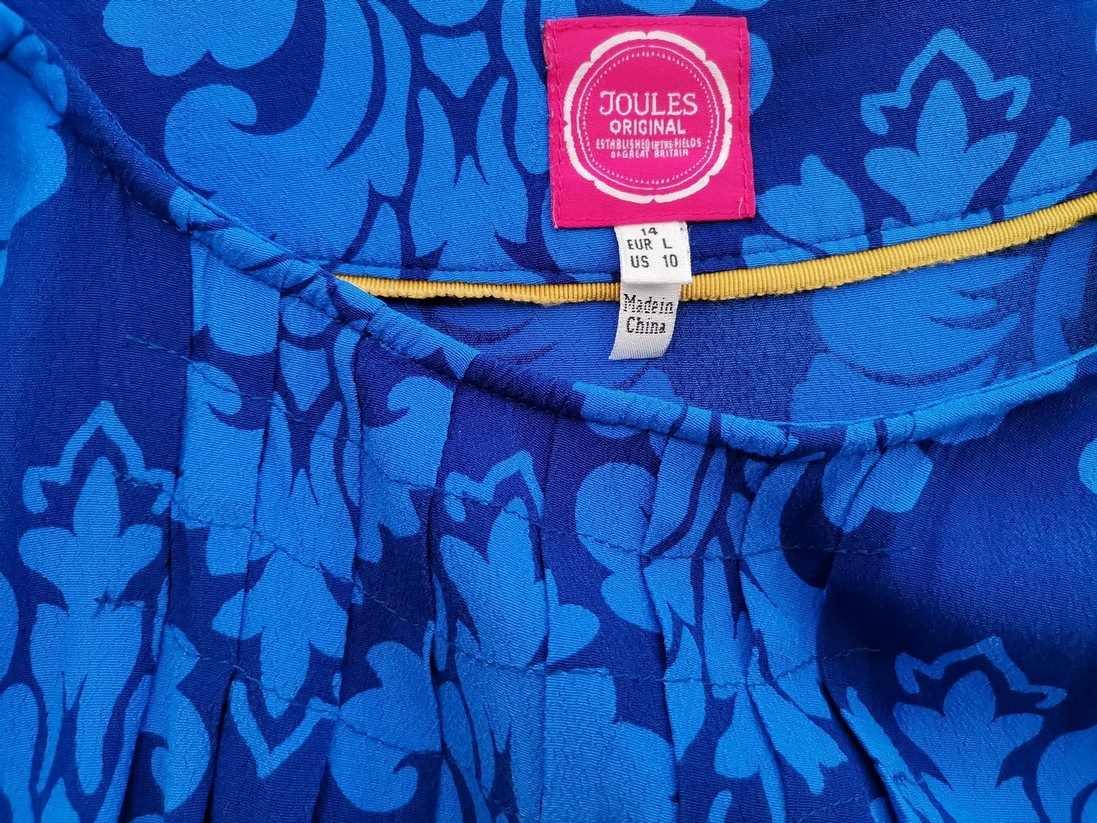 Joules Rozmiar 14 (42) Kolor Niebieski Damask Paisley Okrągły dekolt Tunika Bluzka Krótki rękaw