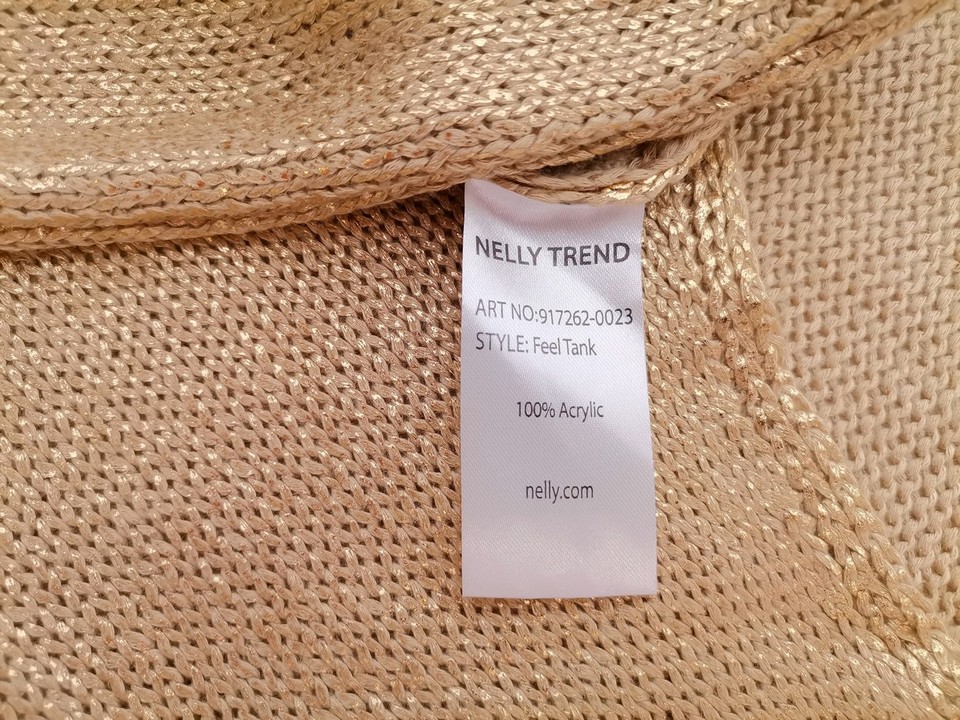 Nelly Trend Rozmiar XS Kolor Beżowy Kwadratowy dekolt Bluzka z dzianiny Bezrękawnik Materiał Akryl 100%