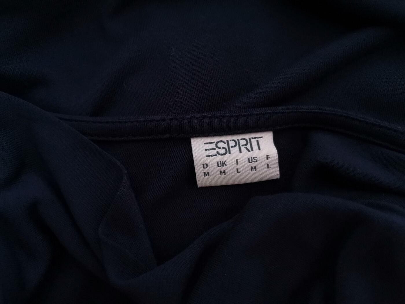 Esprit Rozmiar M Kolor Granatowy W serek Sukienka Sheath Krótki rękaw Do Kolan Materiał Wiskoza 100%