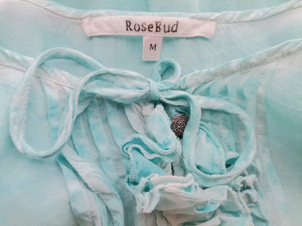 Rosebud Rozmiar M Kolor Niebieski Keyhole Crew Neck Bluzka Rękaw 3/4 Materiał Wiskoza 100%