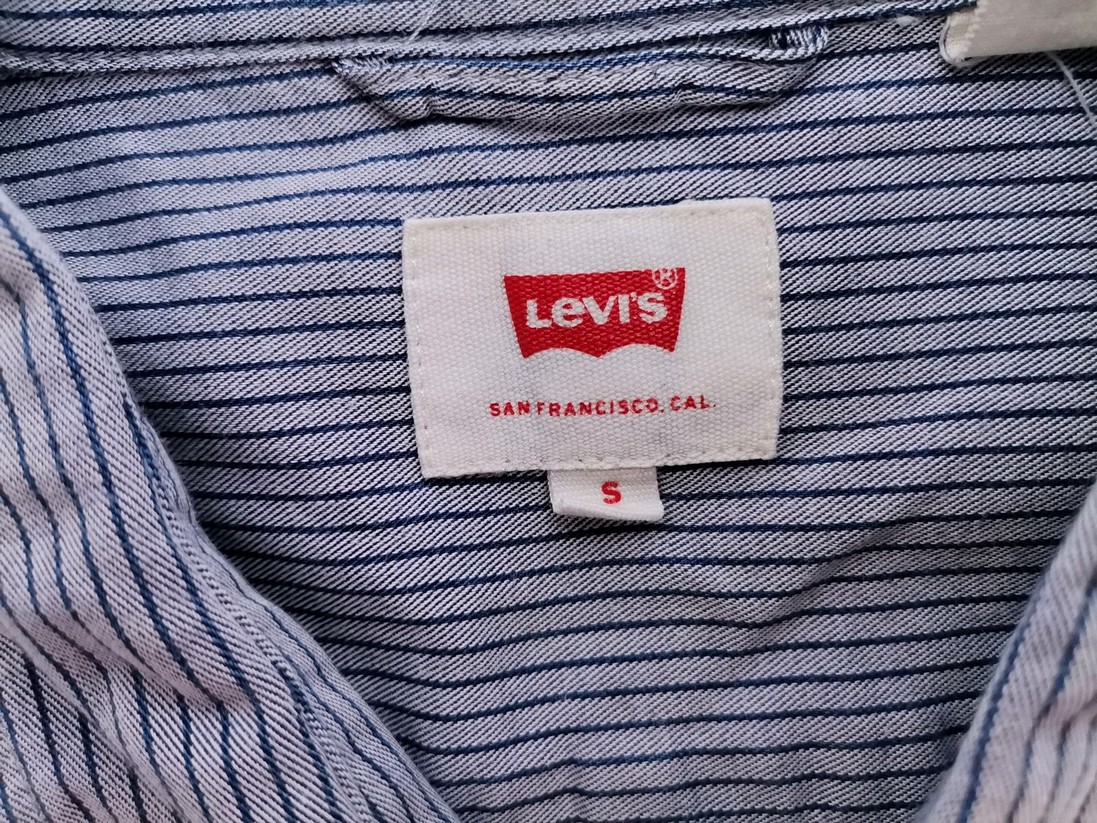 Levis Rozmiar S Kolor Szary Pasy Kołnierz Męska Koszula Casual Długi rękaw Materiał Bawełna 100%