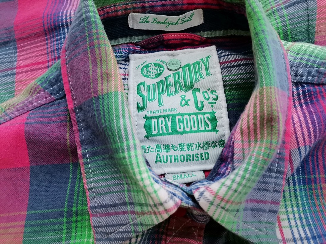 Superdry Rozmiar S Kolor Różowy Krata Kołnierz Koszula Zapinana Bluzka Długi rękaw Materiał Bawełna 100%