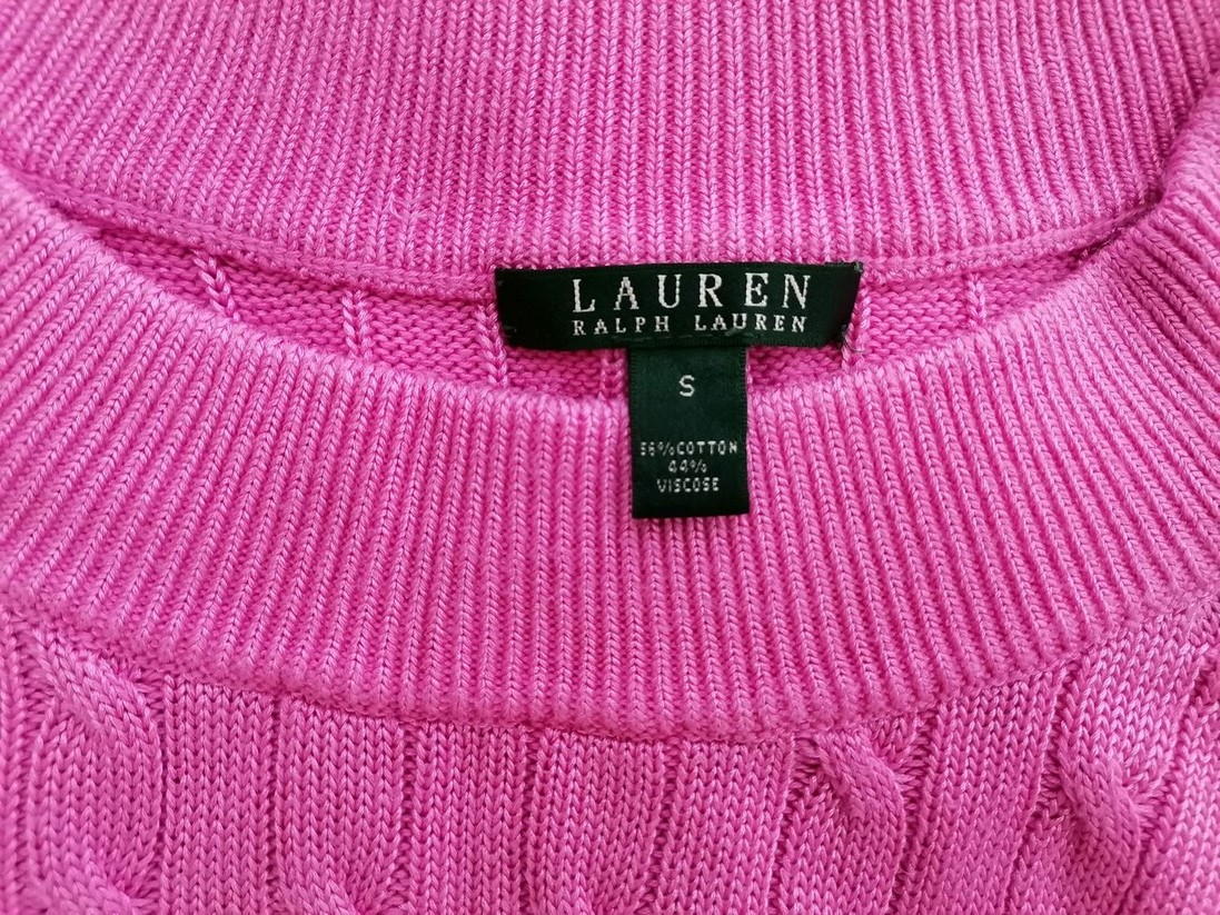 Lauren ralph lauren Rozmiar S Kolor Różowy W łódkę Sweter Długi rękaw Materiał Bawełna Dzianina kablowa