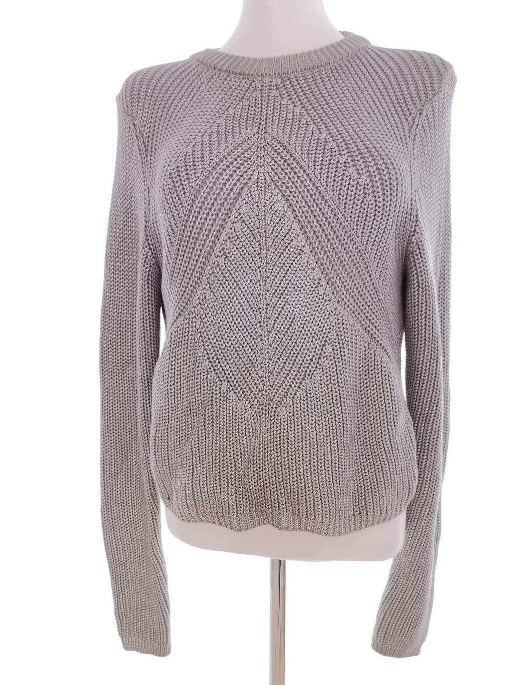 River island Rozmiar 12 (40) Kolor Szary Crew Neck Sweter Długi rękaw Materiał Bawełna 100% Gruba dzianina