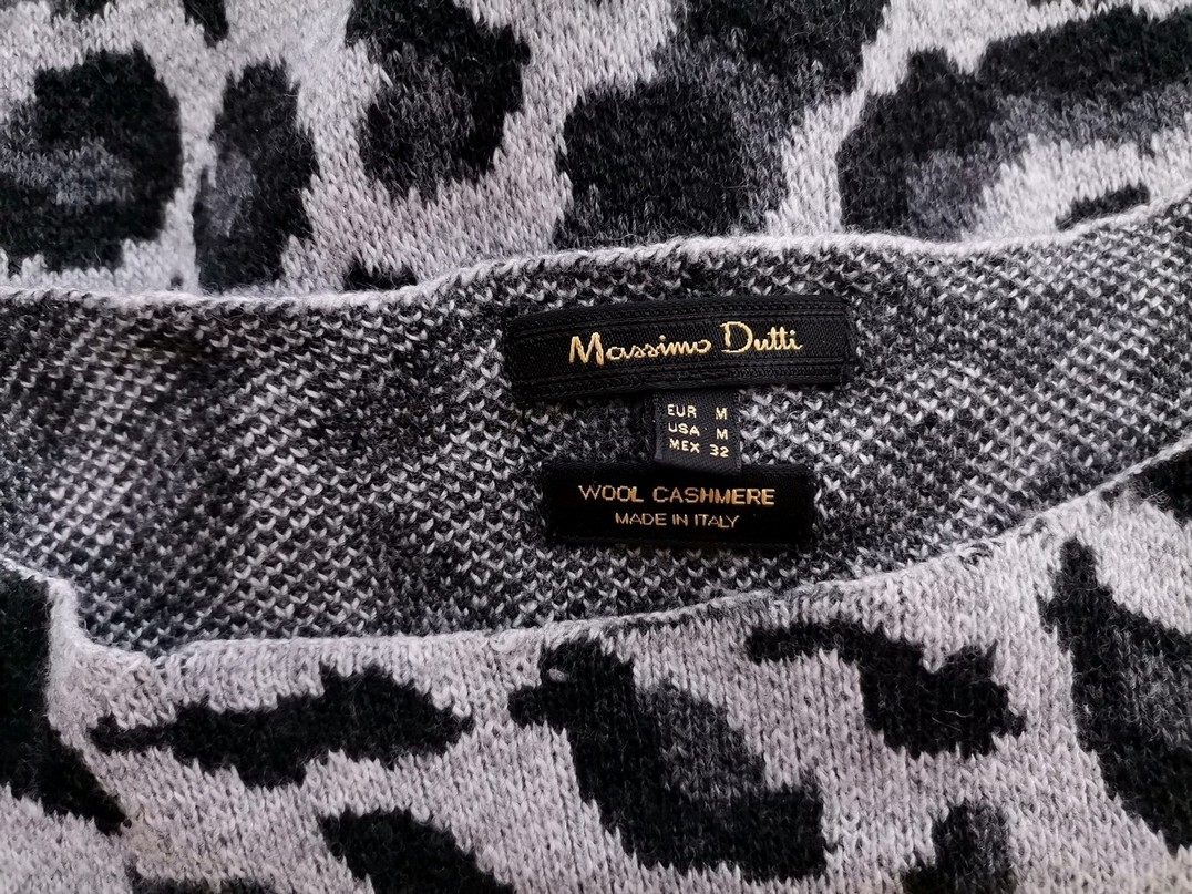 Massimo dutti Rozmiar M Kolor Szary Panterka W łódkę Sweter Długi rękaw