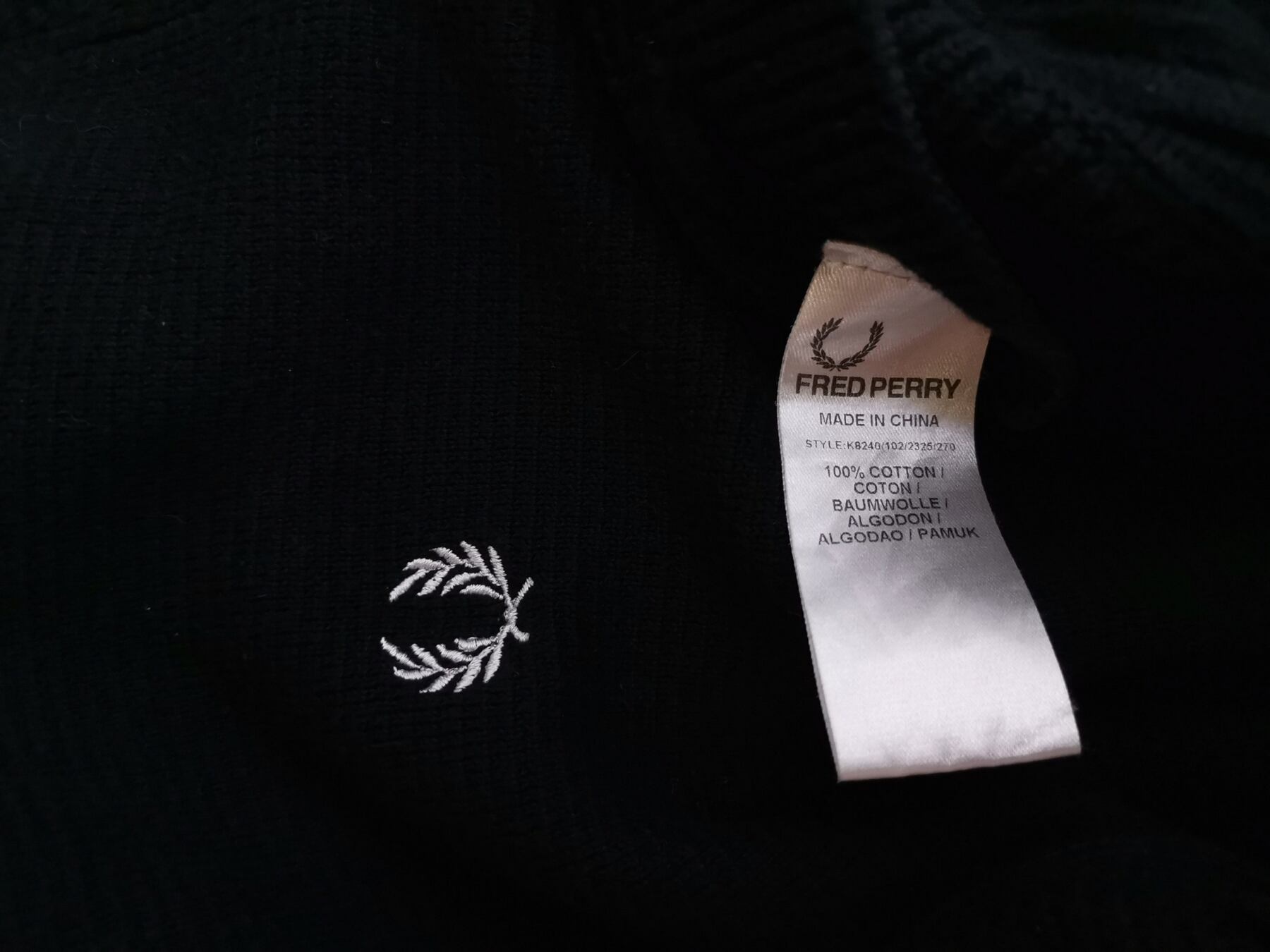 Fred Perry Rozmiar S Kolor Czarny Męski Sweter Rozpinany Długi rękaw Materiał Bawełna 100%