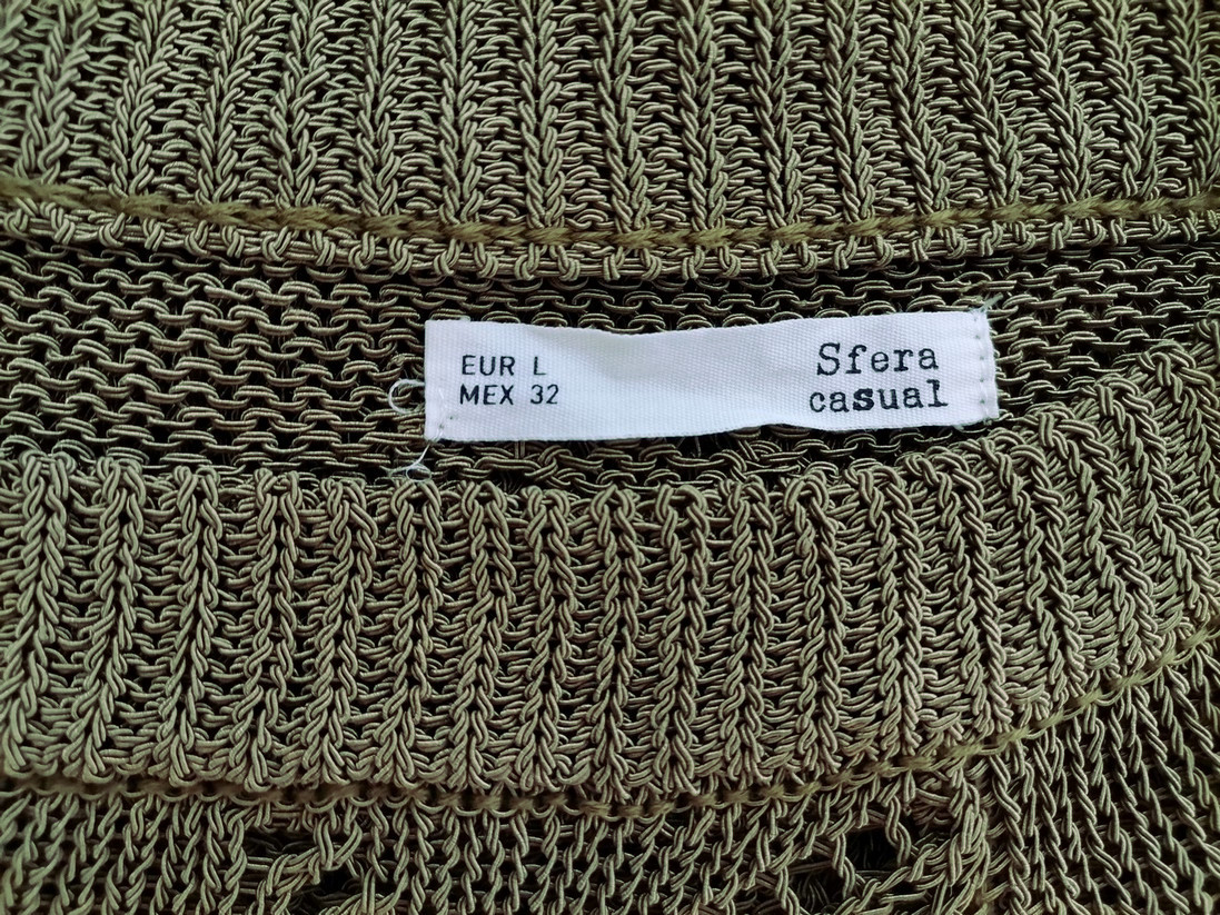 Sfera Rozmiar L Kolor Khaki Crew Neck Długi Sweter Tunika Długi rękaw Otwarta dzianina