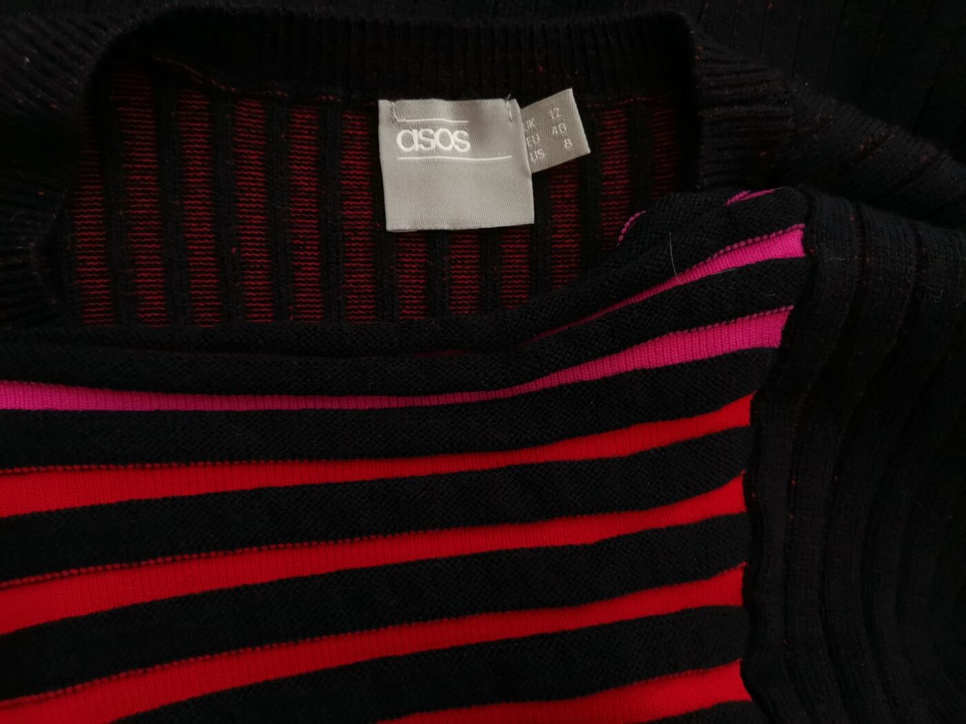 ASOS Rozmiar 12 (40) Kolor Czarny Crew Neck Długi Sweter Tunika Długi rękaw Materiał Akryl Cienka dzianina