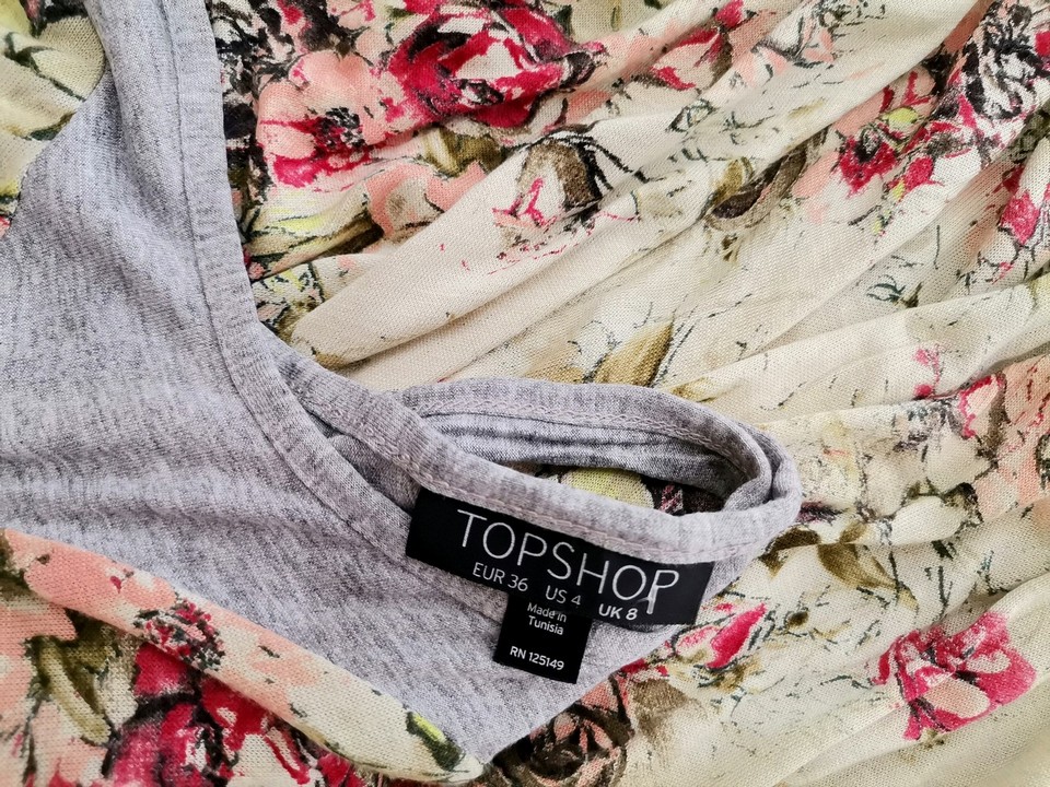 Topshop Rozmiar 36 Kolor Szary Dekolt U Tunika Bluzka Bezrękawnik Materiał Wiskoza