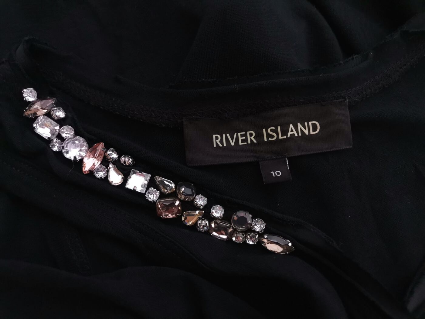 River island Rozmiar 10 (38) Kolor Czarny Dekolt U Bluzka Bezrękawnik Materiał Wiskoza 100%