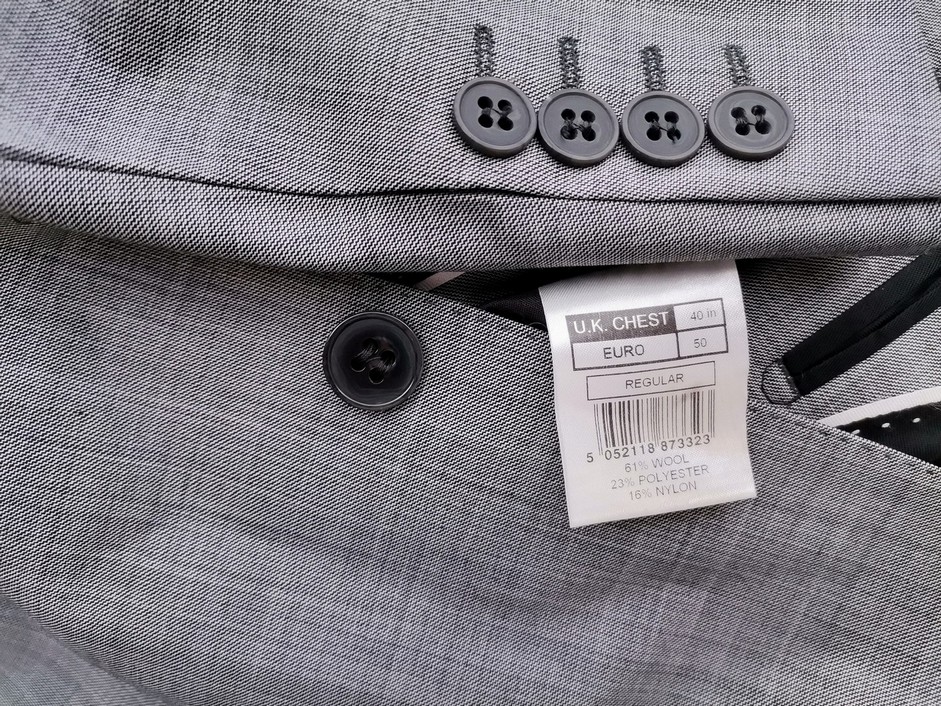 BEN SHERMAN Rozmiar 40 (50) L Kolor Szary Męska Marynarka Długi rękaw Materiał Wełna