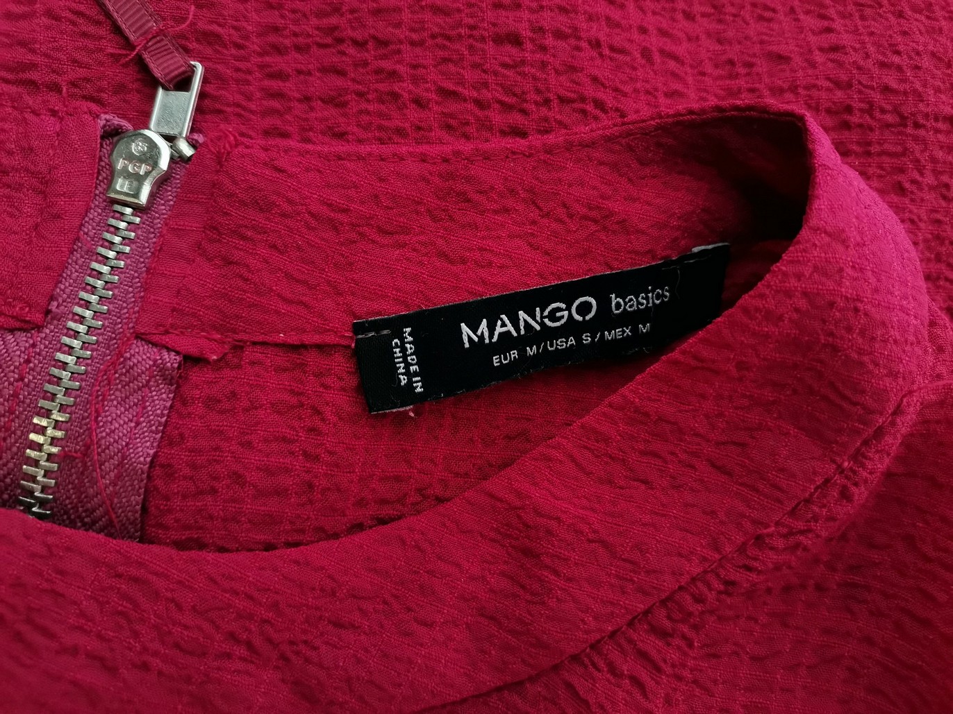 Mango Rozmiar M Kolor Fuksja Crew Neck Bluzka Krótki rękaw