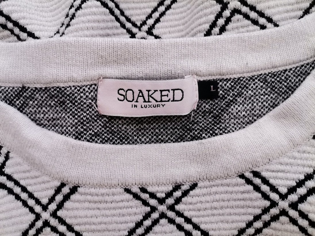 Soaked in luxury Rozmiar L Kolor Kremowy Krata Crew Neck Sweter Długi rękaw Materiał Wiskoza