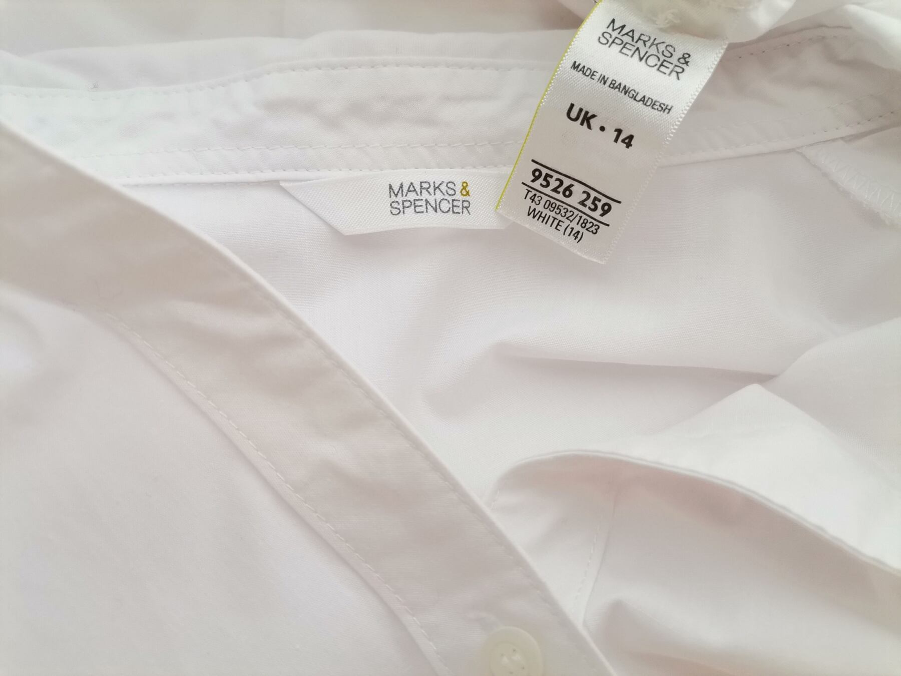 Marks&spencer Rozmiar 14 (42) Kolor Biały Kołnierz Koszula Zapinana Bluzka Krótki rękaw