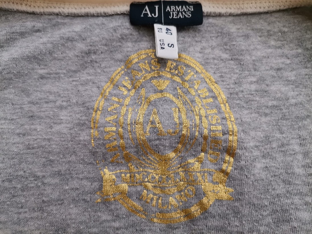 AJ ARMANI JEANS Rozmiar 40 Kolor Szary W serek Bluzka Długi rękaw Materiał Bawełna 100%