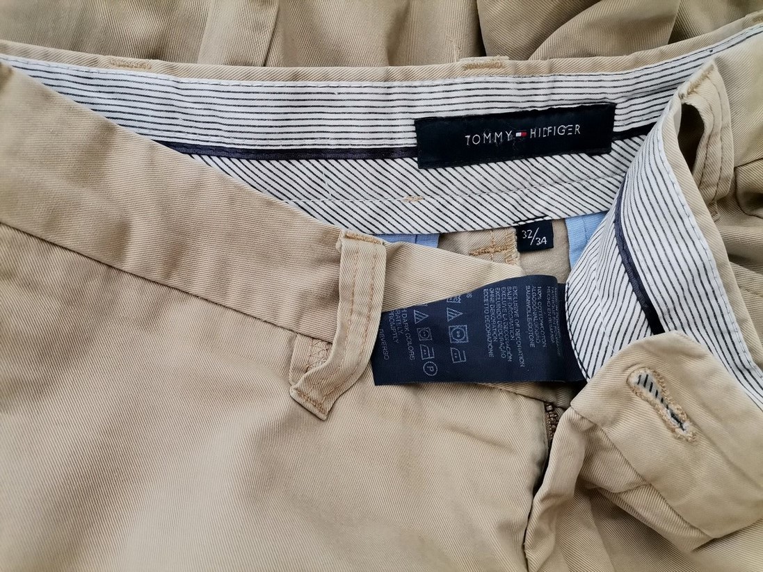 Tommy hilfiger Rozmiar W32 L34 (M) Kolor Beżowy Materiał Bawełna 100%