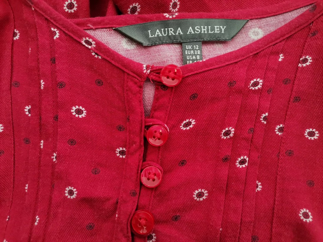 Laura ashley Rozmiar 12 (38) Kolor Czerwony Okrągły dekolt Tunika Popover Bluzka Długi rękaw Materiał Wiskoza 100%