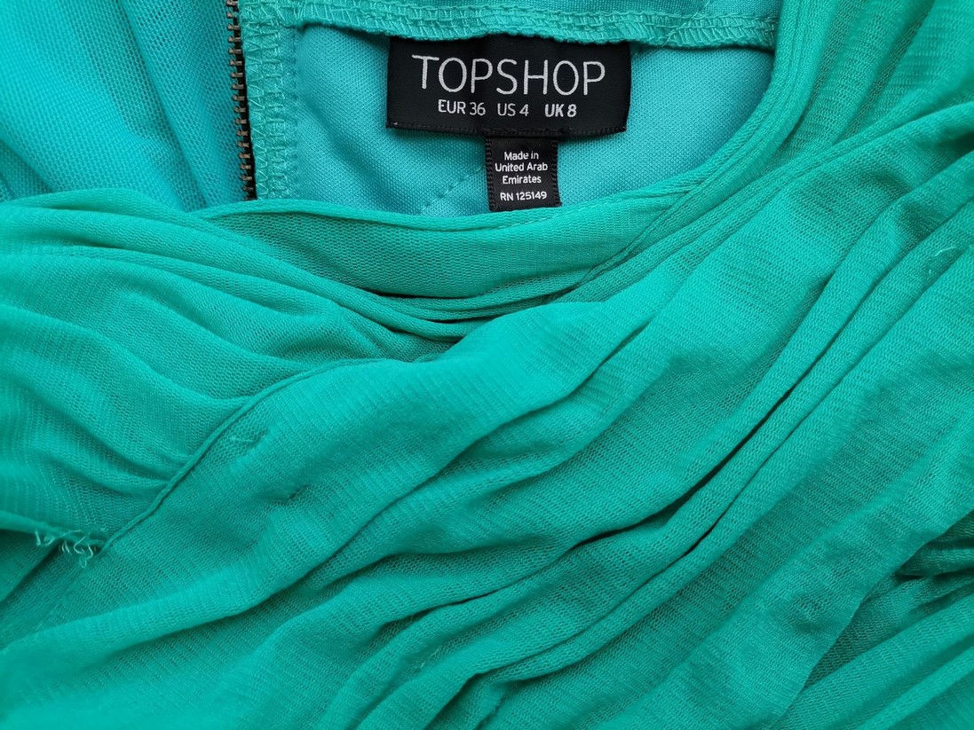 Topshop Rozmiar 8 (36) Kolor Niebieski Dekolt Serce Sukienka Bodycon Bezrękawnik Krótka