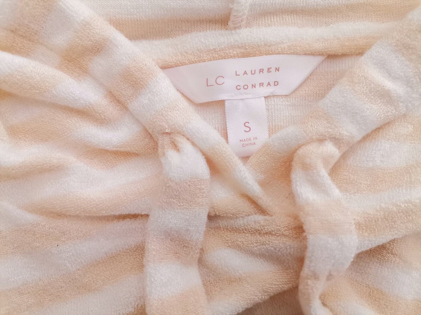 Lauren Conrad Rozmiar S Kolor Kremowy Pasy Okrągły dekolt Sweter Długi rękaw Materiał Rayon