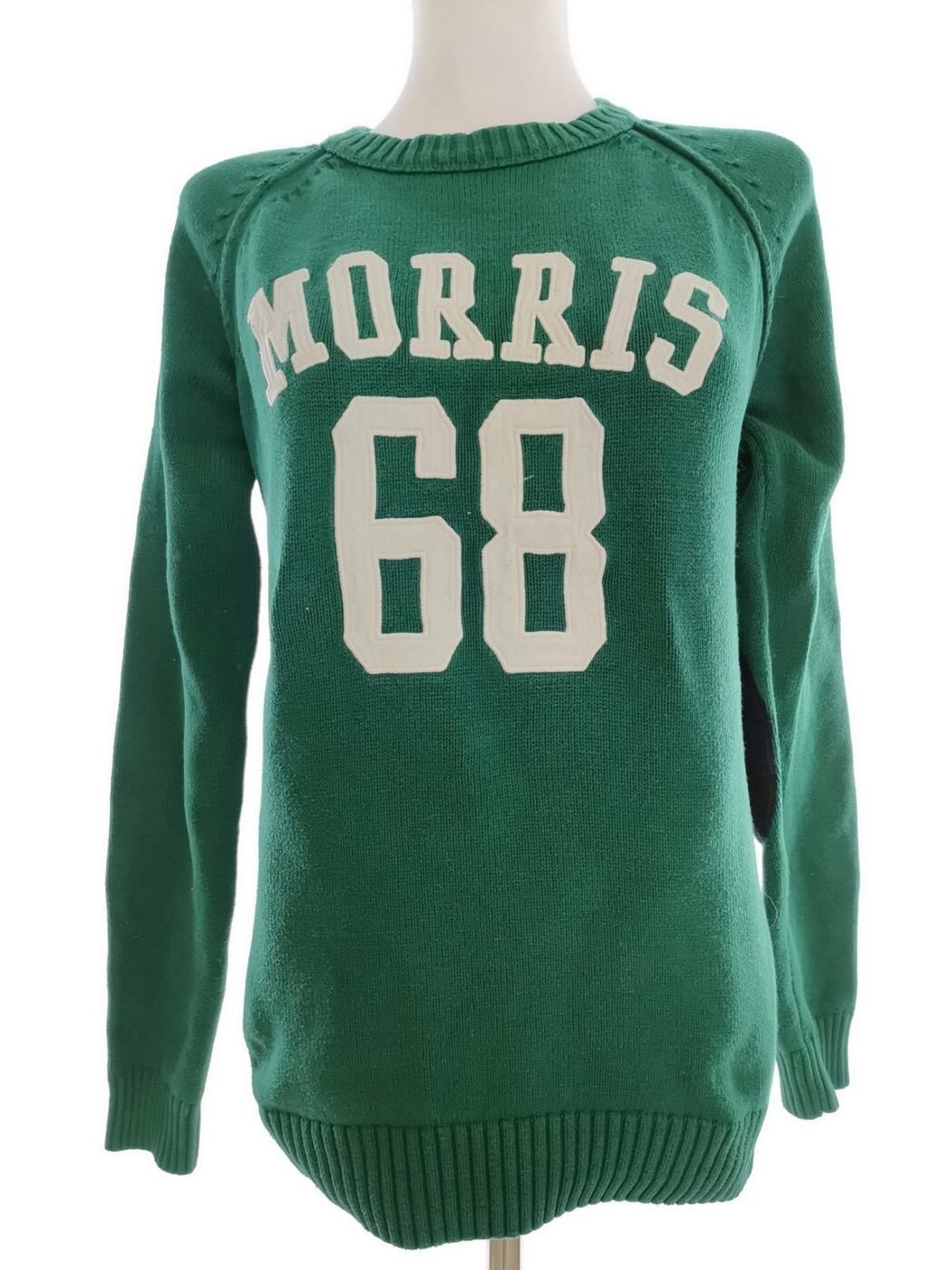 Morris Rozmiar S Kolor Zielony Crew Neck Sweter Długi rękaw Materiał Bawełna 100% Cienka dzianina