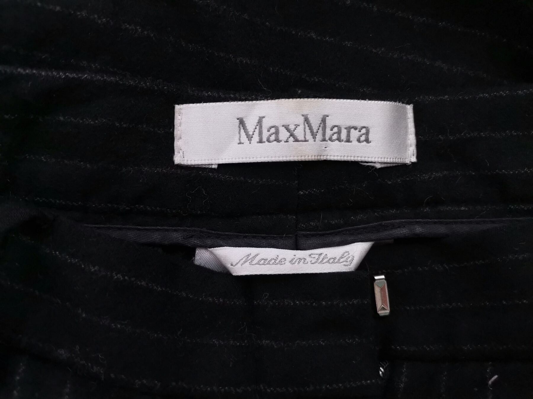 Maxmara Rozmiar 38 Kolor Czarny Pasy Spodnie Eleganckie Materiał Wełna 100%