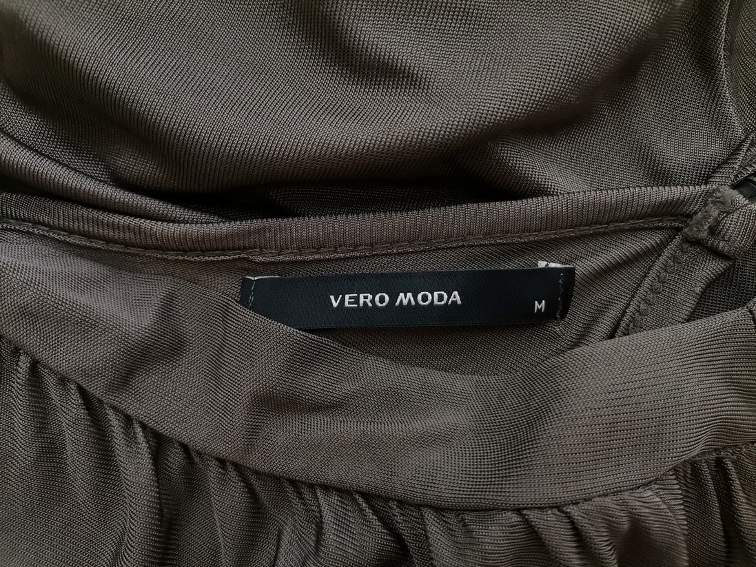 Vero moda Rozmiar M Kolor Szary W serek Sukienka A-Line Krótki rękaw Do Kolan