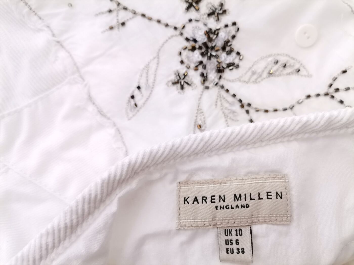 Karen MILLEN Rozmiar 10 (38) XS Kolor Biały Kwadratowy dekolt Bluzka Bezrękawnik Materiał Bawełna 100%