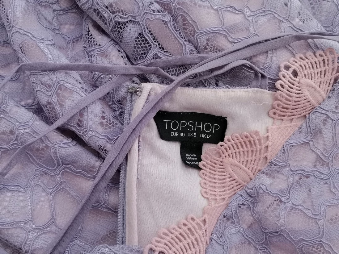 Topshop Rozmiar 40 Kolor Fioletowy Odkryte Ramiona Sukienka Bodycon Bezrękawnik Do Kolan