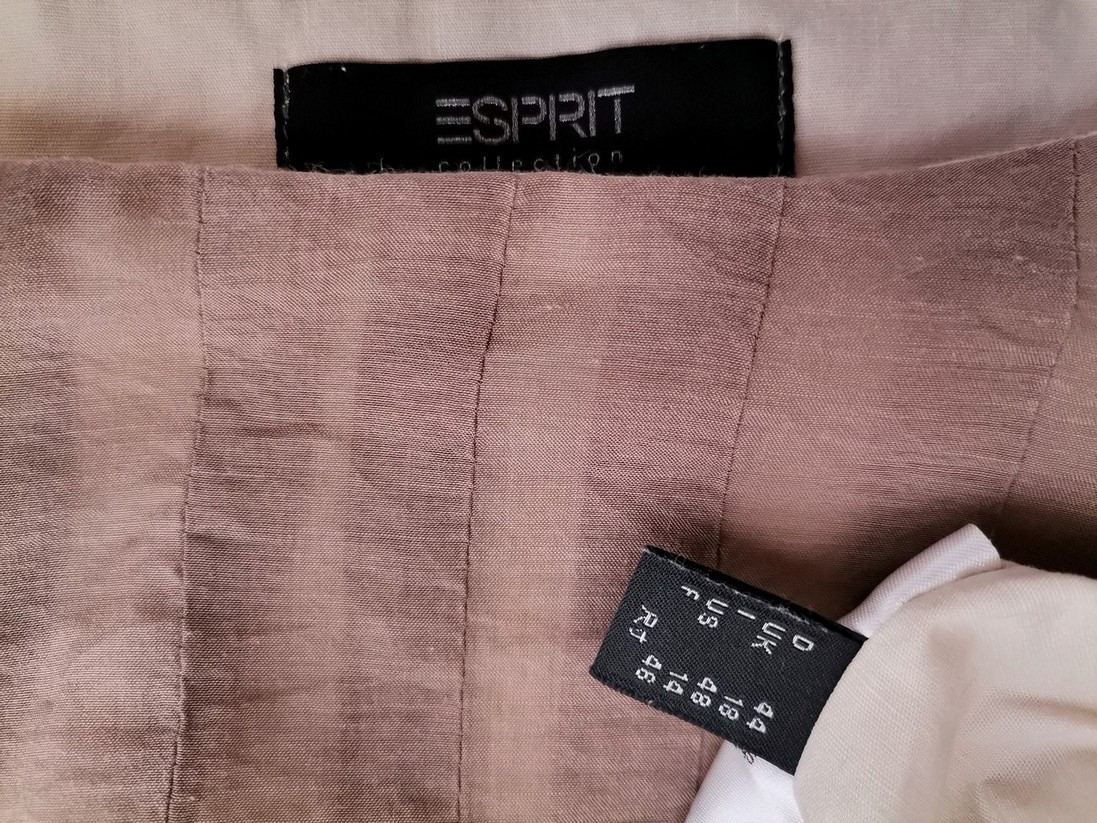 Esprit Rozmiar 44 Kolor Beżowy Kwadratowy dekolt Sukienka Sheath Bezrękawnik Midi Materiał Bawełna