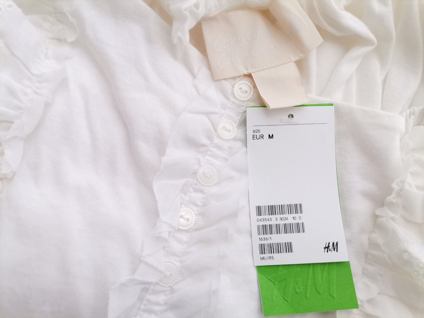 H&m Rozmiar M Kolor Biały Kwadratowy dekolt Bluzka Bezrękawnik Materiał Organiczna Bawełna 100%