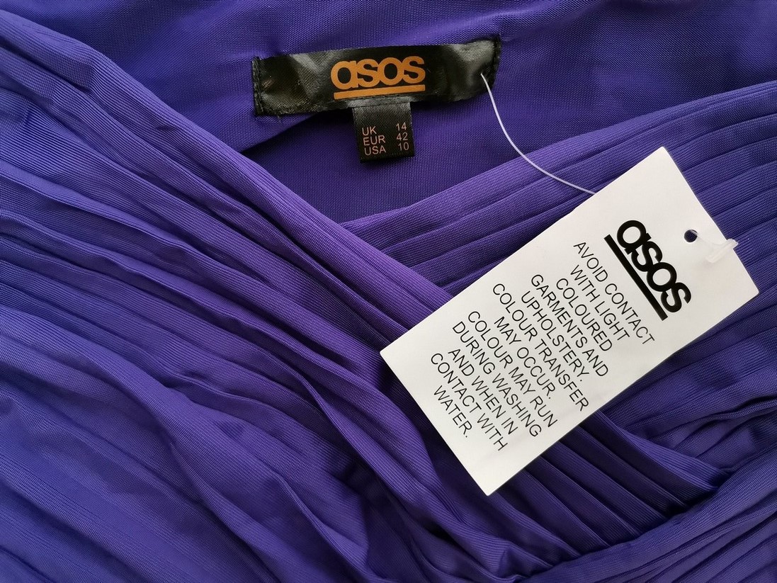 ASOS Rozmiar 14 (42) Kolor Fioletowy Odkryte Ramiona Sukienka Bodycon Bezrękawnik Krótka