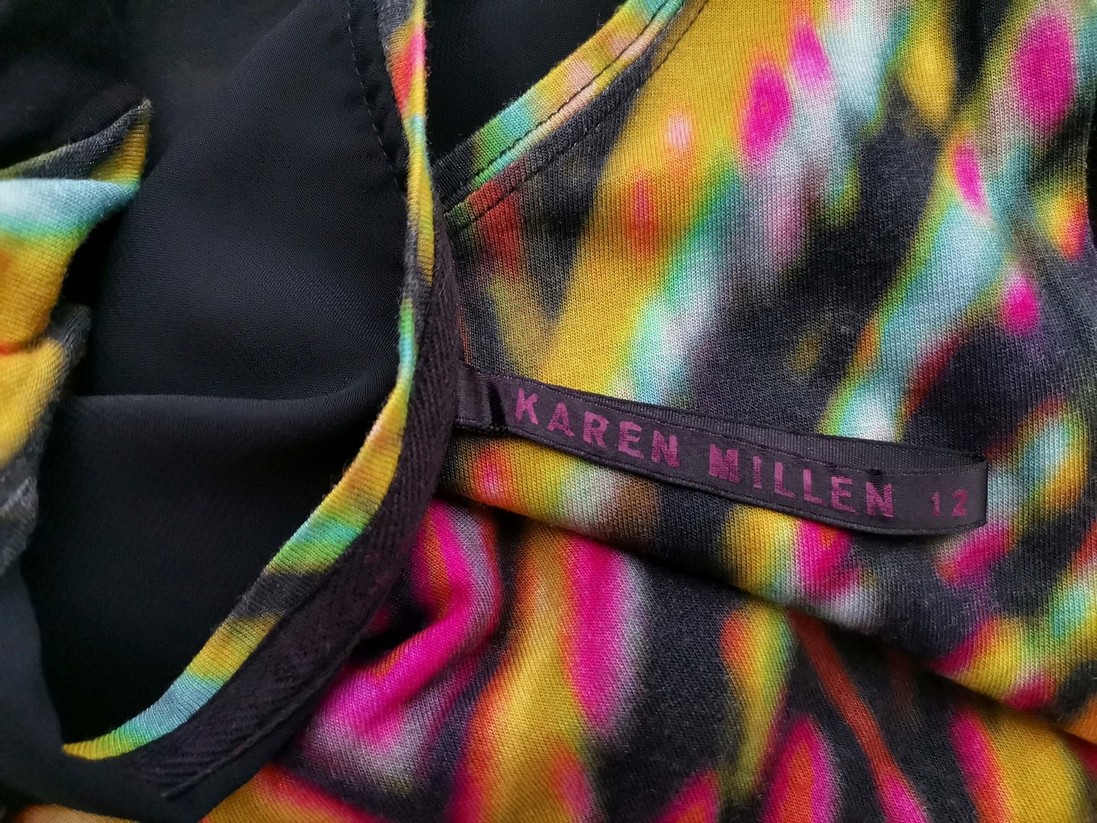 Karen MILLEN Rozmiar 12 (40) Kolor Czarny Okrągły dekolt Bluzka Krótki rękaw Materiał Wiskoza 100%